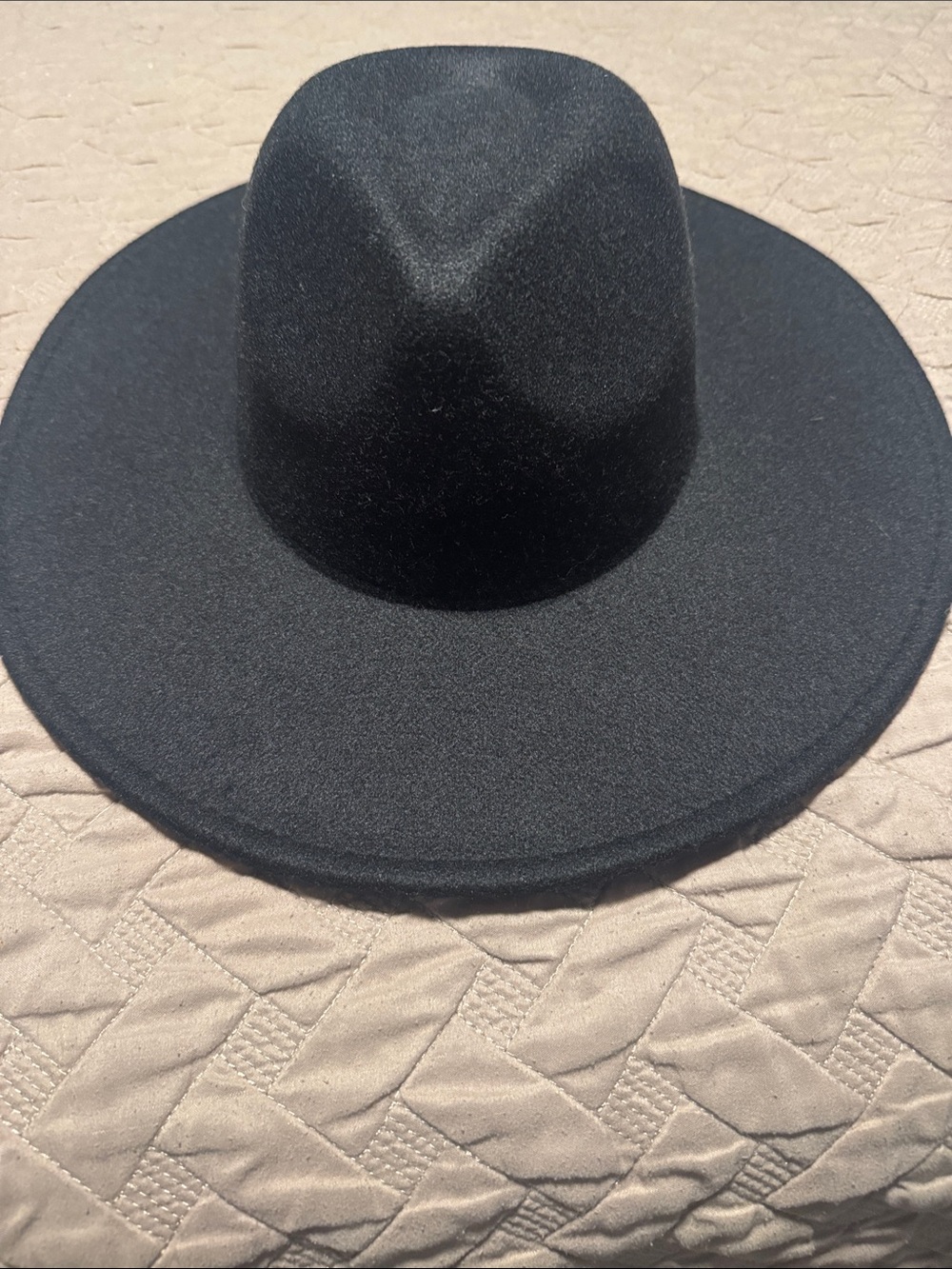 Black Wide-Brim Felt Fedora Hat